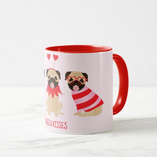 Pugs en kussen Schattige Pug Dogs Mok (Voorkant rechts)