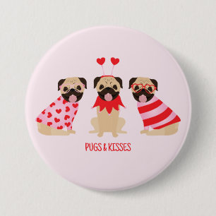 Pugs en kussen Schattige Pug Dogs Ronde Button 7,6 Cm