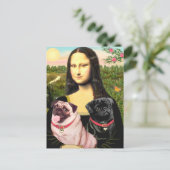 Pugs (Fawn + Blk) - Mona Lisa Briefkaart (Staand voorkant)