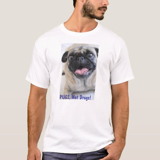 Pugs, geen drugs t-shirt (Voorkant)