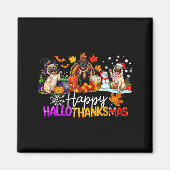 Pugs Hallothanksmas Dog Lovers Funny Christmas Mer Magneet (Voorkant)