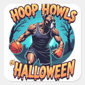 Pug's Halloween Basketball Showdown Vierkante Sticker