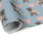 Pugs & hearts cadeaupapier (Rol Hoek)