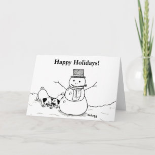 Pugs houden van sneeuwpoppen feestdagen kaart
