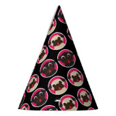 Pugs in Circles Black Birthday Party Feesthoedjes (Links)