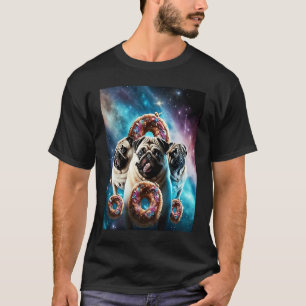 Pugs in de ruimte met donuts Schattige pug jongens T-shirt