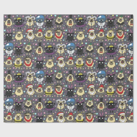 Pugs in kostuums cadeaupapier (Vlak)