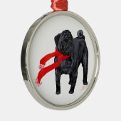 Pugs in Red Scarf Metalen Ornament (Rechts)