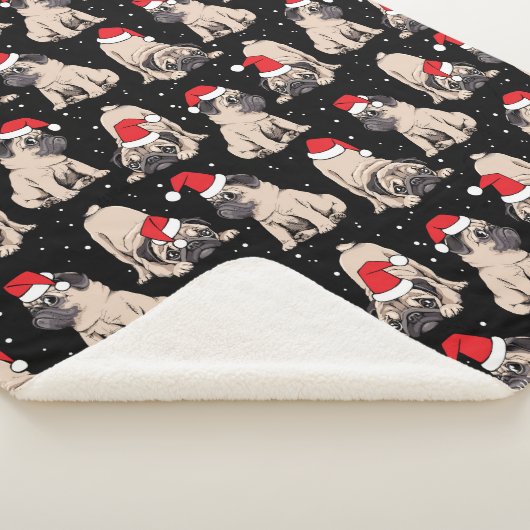 Pugs in Santa Hats Kerstmispatroon Sherpa Deken (3/4)