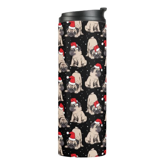 Pugs in Santa Hats Kerstmispatroon Thermosbeker (Gedraaid links)