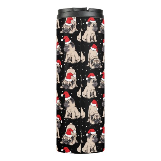 Pugs in Santa Hats Kerstmispatroon Thermosbeker (Achterkant)