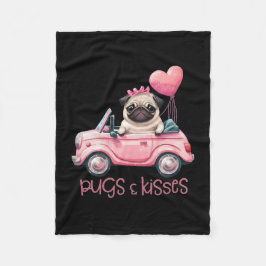 Pugs & Kisses Pug Valentijnsdag Fleece Deken