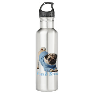 Pugs & Kisses: Schattig Pug-thema ontwerp Waterfles