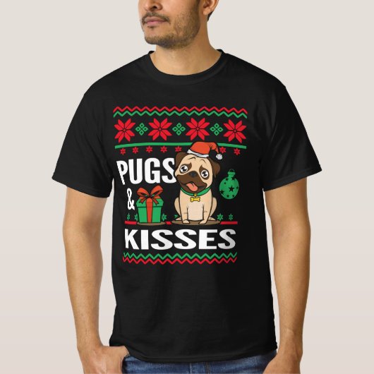 Pugs & Kisses Ugly Kerstmis T-shirt (Voorkant)