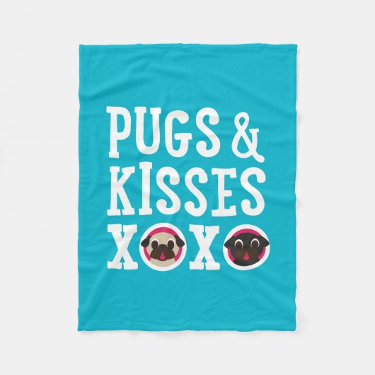 Pugs & Kisses XOXO Fleece Blanket (Voorkant)