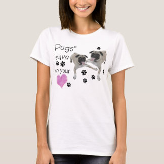 "Pugs" laat pokken op je hart achter T-shirt