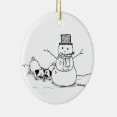 Pugs Love Snowmen Keramisch Ornament (Rechts)