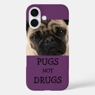 Pugs niet drugs Paarse iPhone 16 Hoesje