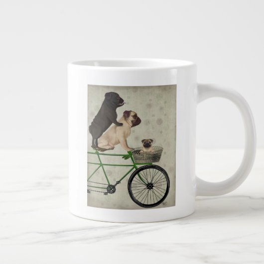 Pugs op fiets extra grote beker (Rechts)