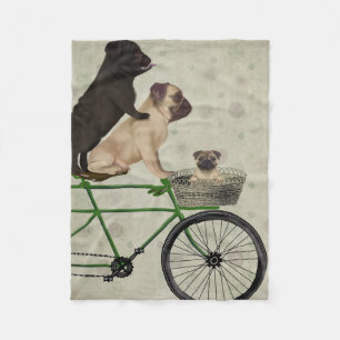 Pugs op fiets fleece deken