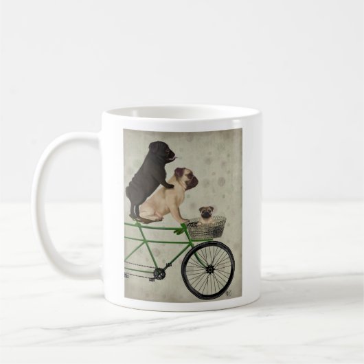 Pugs op fiets koffiemok (Links)