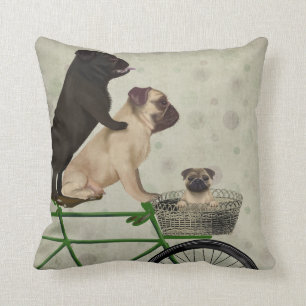 Pugs op fiets kussen