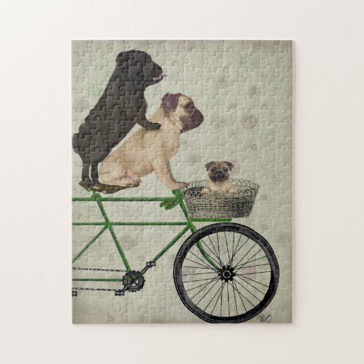 Pugs op fiets legpuzzel (Verticaal)