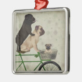 Pugs op fiets metalen ornament (Links)