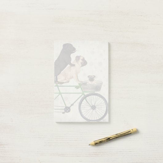 Pugs op fiets post-it® notes (Op bureau)