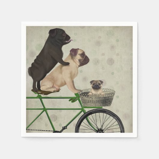 Pugs op fiets servet (Voorkant)