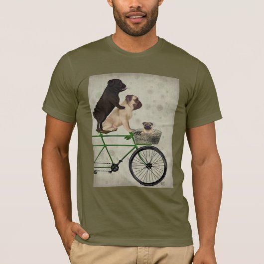 Pugs op fiets t-shirt (Voorkant)