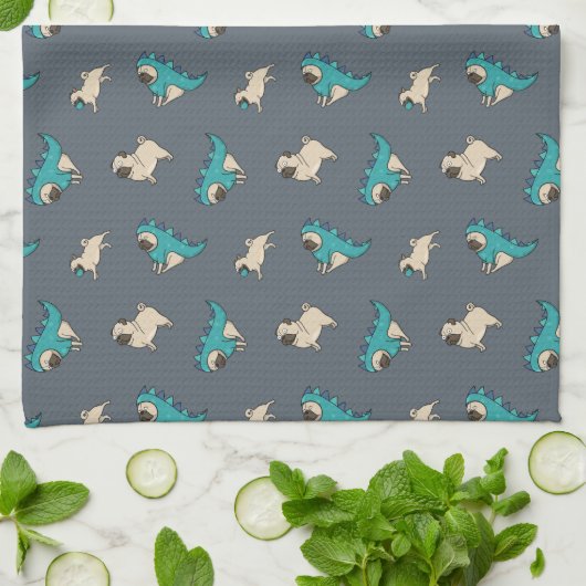 Pugs' Pattern, Dogs Rule. Theedoek (Gevouwen)
