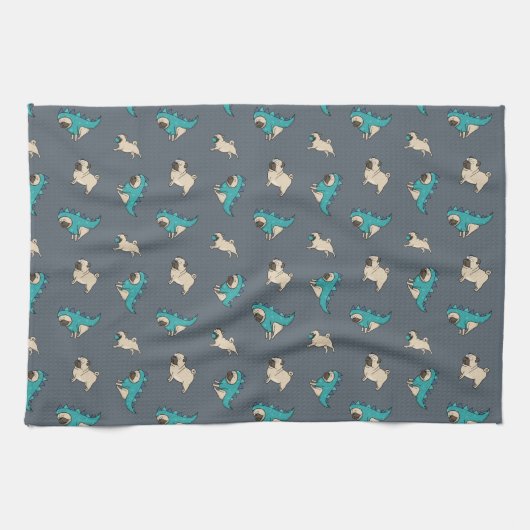 Pugs' Pattern, Dogs Rule. Theedoek (Horizontaal)