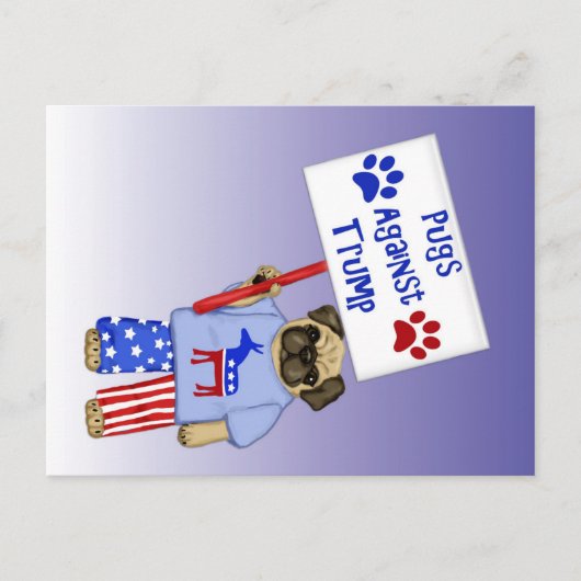 Pugs tegen Trump Briefkaart (Voorkant)