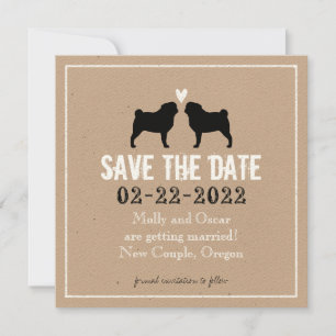 Pug's Trouwdag Bewaar de Datum Save The Date