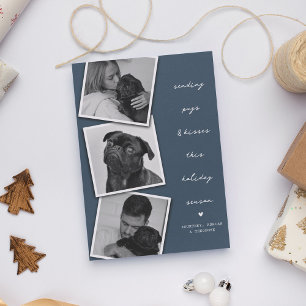 Pugs versturen & Kusjes Hond Foto Collage Kerstmis Feestdagenkaart