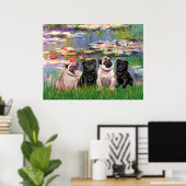 Pugs (Vier) - Lilies2 Poster (Thuiskantoor)