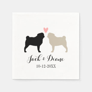 Pugs Wedding Couple met aangepast tekstpapier Napk Servet
