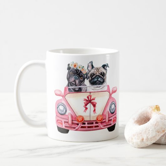 Pug's Wedding Design Koffiemok (Met donut)