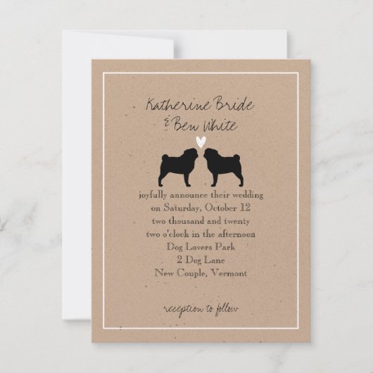 Pugs Wedding Invitation Kaart (Voorkant)