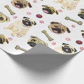 Pugs Witte Cadeauverpakking Cadeaupapier (Hoek)