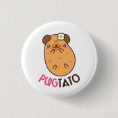 Pugtato Pug Potato Ronde Button 3,2 Cm (Voorkant)