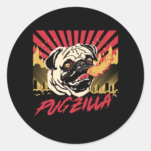 Pugzilla Pug Dog Pug Sweet Pug Pug Dog Ronde Sticker (Voorkant)