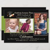 Puis et maintenant invitation verte d'obtention du (Devant / Derrière)