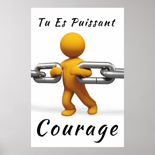 "Puissant" Affiche Motivation-Poster Positif (Devant)