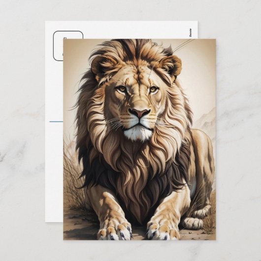 Puissante carte postale Lion (Devant / Derrière)