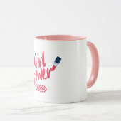 Puissante fille rose gras Mug (Devant droit)