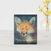 Puisse The Fox Be With You fox art carte de voeux (Fleur jaune)