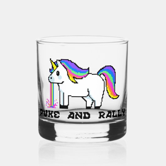 Puke & Rally Rainbow Unicorn Rocks Glass | pixel Whisky Glas (Voorkant)