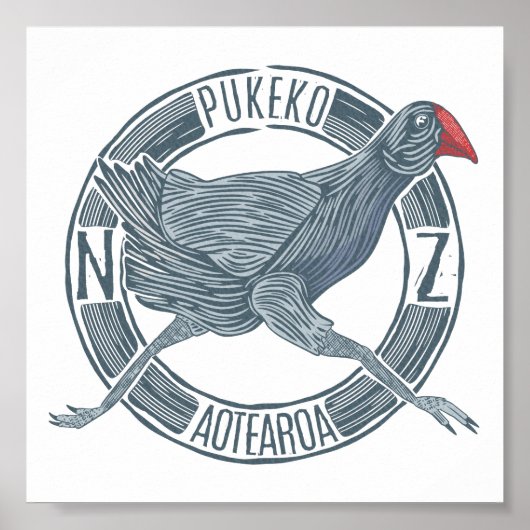 Pukeko Aotearoa Nieuw-Zeeland Poster (Voorkant)